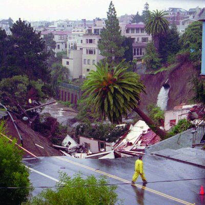 The collapse of corroded concrete sewer pipes can cause major infrastructure damage, such as this sinkhole created in San Francisco. Picture source: AP via AAP/George Nikitin